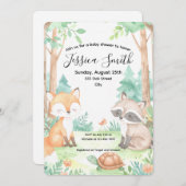 キュートウッドランドベビーシャワーテーマ招待状 招待状 (正面/裏面)