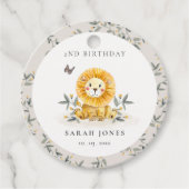 キュートウッドランドベビーライオンの葉Any Age誕生日 フェイバータグ (正面)