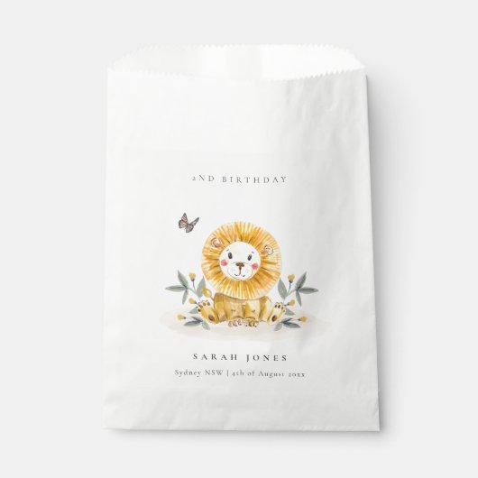 キュートウッドランドベビーライオンの葉Any Age誕生日 フェイバーバッグ (正面)