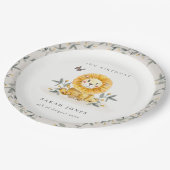 キュートウッドランドベビーライオンの葉Any Age誕生日 ペーパープレート (アングル)