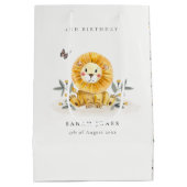 キュートウッドランドベビーライオンの葉Any Age誕生日 ミディアムペーパーバッグ (裏面)