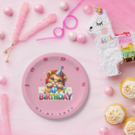 キュートウッドランドベビーライオンハッピーバースデー ペーパープレート