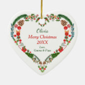 キュートウッドランドラクーンハートホリデーリース セラミックオーナメント (裏面)