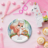 キュートウッドランドリス誕生日 ペーパープレート (パーティー)