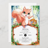 キュートウッドランドリス誕生日 招待状 (正面/裏面)