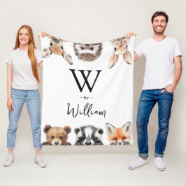 キュートウッドランド動物ベビー子供部屋ルーム フリースブランケット