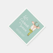 キュートウッドランド素朴ディアホリデーパーティーターコイズ スタンダードカクテルナプキン (角)