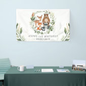 キュートウッドランド緑の動物ハッピーバースデー 横断幕 (トレードショー)