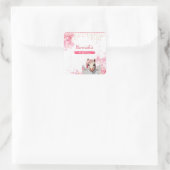 キュートウホース誕生日ピンクフローラ スクエアシール (バッグ)