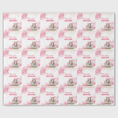 キュートウホース誕生日ピンクフローラ ラッピングペーパー (フラット)