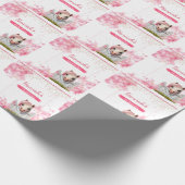 キュートウホース誕生日ピンクフローラ ラッピングペーパー (角)