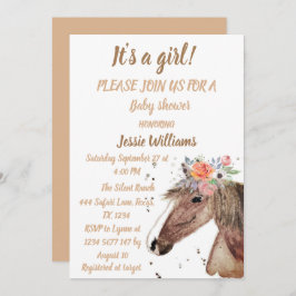 キュートウマボホランチベビーガールウェスタンフローラ 招待状