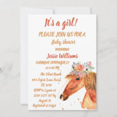 キュートウマボホランチベビーガールウェスタンフローラ 招待状 (正面)