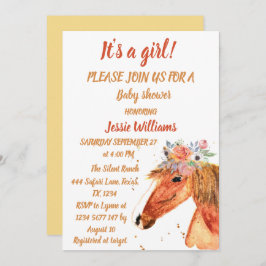 キュートウマボホランチベビーガールウェスタンフローラ 招待状