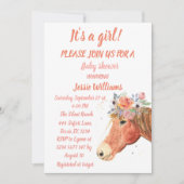 キュートウマボホランチベビーガールウェスタンフローラ 招待状 (正面)