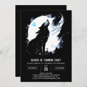 キュートウルフパップズエンチャント誕生日 招待状 (正面/裏面)