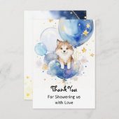 キュートウルフベビーシャワーテーマ サンキューカード (正面/裏面)