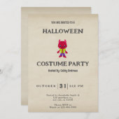 キュートウルフマンヴィンテージハロウィーン 招待状 (正面/裏面)