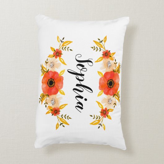 キュートウーターカラーサンゴフローラリースカスタム文字 アクセントクッション (裏面(縦))