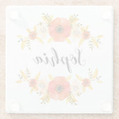 キュートウーターカラーサンゴフローラリースカスタム文字 ガラスコースター (裏面)