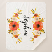 キュートウーターカラーサンゴフローラリースカスタム文字 シェルパブランケット (正面)