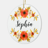 キュートウーターカラーサンゴフローラリースカスタム文字 セラミックオーナメント (左)