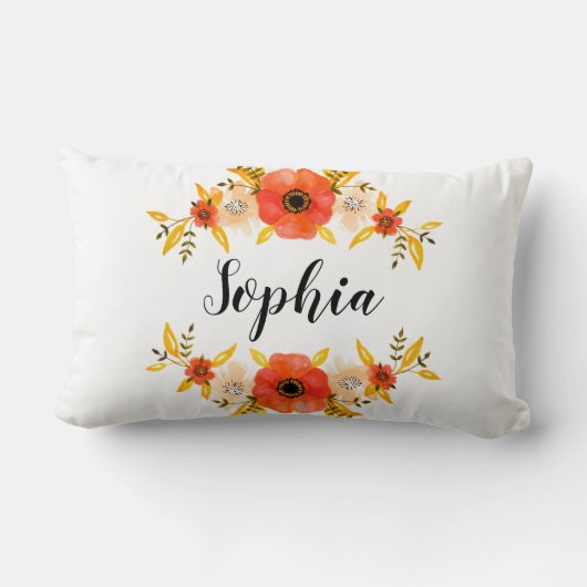 キュートウーターカラーサンゴフローラリースカスタム文字 ランバークッション (裏面)