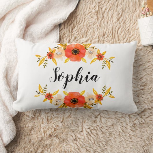 キュートウーターカラーサンゴフローラリースカスタム文字 ランバークッション (ブランケット)