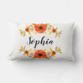 キュートウーターカラーサンゴフローラリースカスタム文字 ランバークッション (正面)