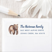 キュートウーターカラーブラウンベア差出人住所 |白 ラベル (インサイチュ)