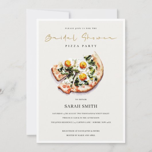 キュートエッグバジルピザブライダルシャワーパーティー招待状 サンキューカード (正面)