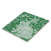 キュートエメラルドグリーンラビットバニーフローラガーデンセラ タイル (側面)