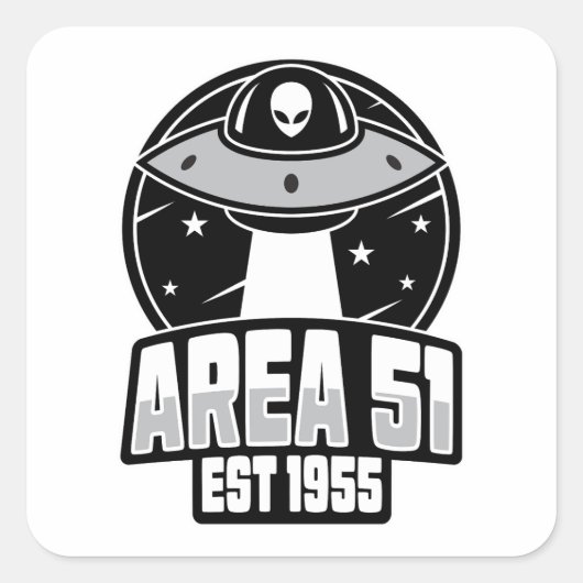 キュートエリア51エイリアンスペースヒップレトロ スクエアシール (正面)