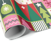 キュートエレガントなカラフルクリスマス要素ギフト ラッピングペーパー (ロールコーナー)