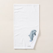 キュートエレガントなモダンイルカとスクリプトを描く白 バスタオルセット (ハンドタオル)