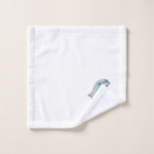 キュートエレガントなモダンイルカとスクリプトを描く白 バスタオルセット (ウォッシュタオル)