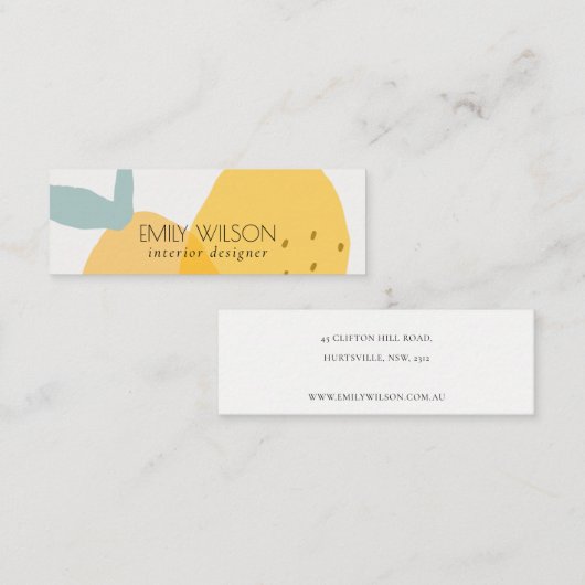 キュートエレガントイエローレモンフルーティシトラスブライト スキニー名刺 (正面/裏面)