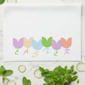 キュートエレガントイースターカラフル春チューリップアート キッチンタオル (折り畳み)