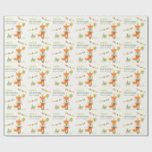 キュートエレガントウッドランドおもしろいパーティーキツネ子供の誕生日 ラッピングペーパー (フラット)