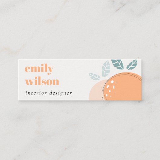 キュートエレガントオレンジ抽象芸術フルーティはっきりしたシトラス スキニー名刺 (正面)