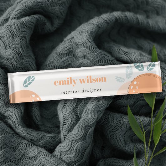 キュートエレガントオレンジ抽象芸術フルーティはっきりしたシトラス デスクネームプレート