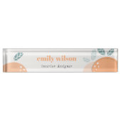 キュートエレガントオレンジ抽象芸術フルーティはっきりしたシトラス デスクネームプレート (正面)