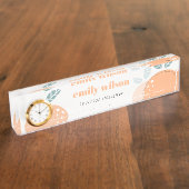 キュートエレガントオレンジ抽象芸術フルーティはっきりしたシトラス デスクネームプレート (側面)