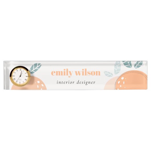 キュートエレガントオレンジ抽象芸術フルーティはっきりしたシトラス デスクネームプレート (正面)