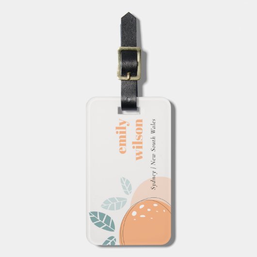 キュートエレガントオレンジ抽象芸術フルーティはっきりしたシトラス ラゲッジタグ (正面縦)