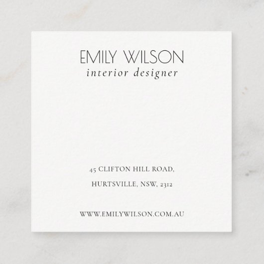 キュートエレガントオレンジ抽象芸術フルーティー柑橘系ロゴ スクエア名刺 (裏面)