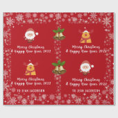 キュートエレガントサンタクロースパーソナライズされたルドルフ名 ラッピングペーパー (フラット)