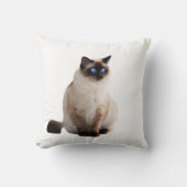 キュートエレガントシャム猫パーソナライズされたデコールホワイト クッション (正面)