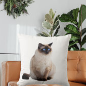 キュートエレガントシャム猫パーソナライズされたデコールホワイト クッション