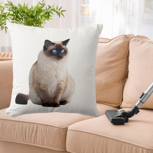 キュートエレガントシャム猫パーソナライズされたデコールホワイト クッション